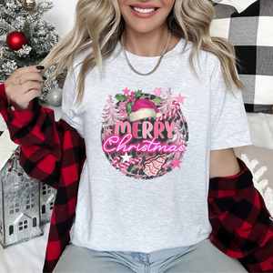 Pink Merry Christmas Women's T-shirt