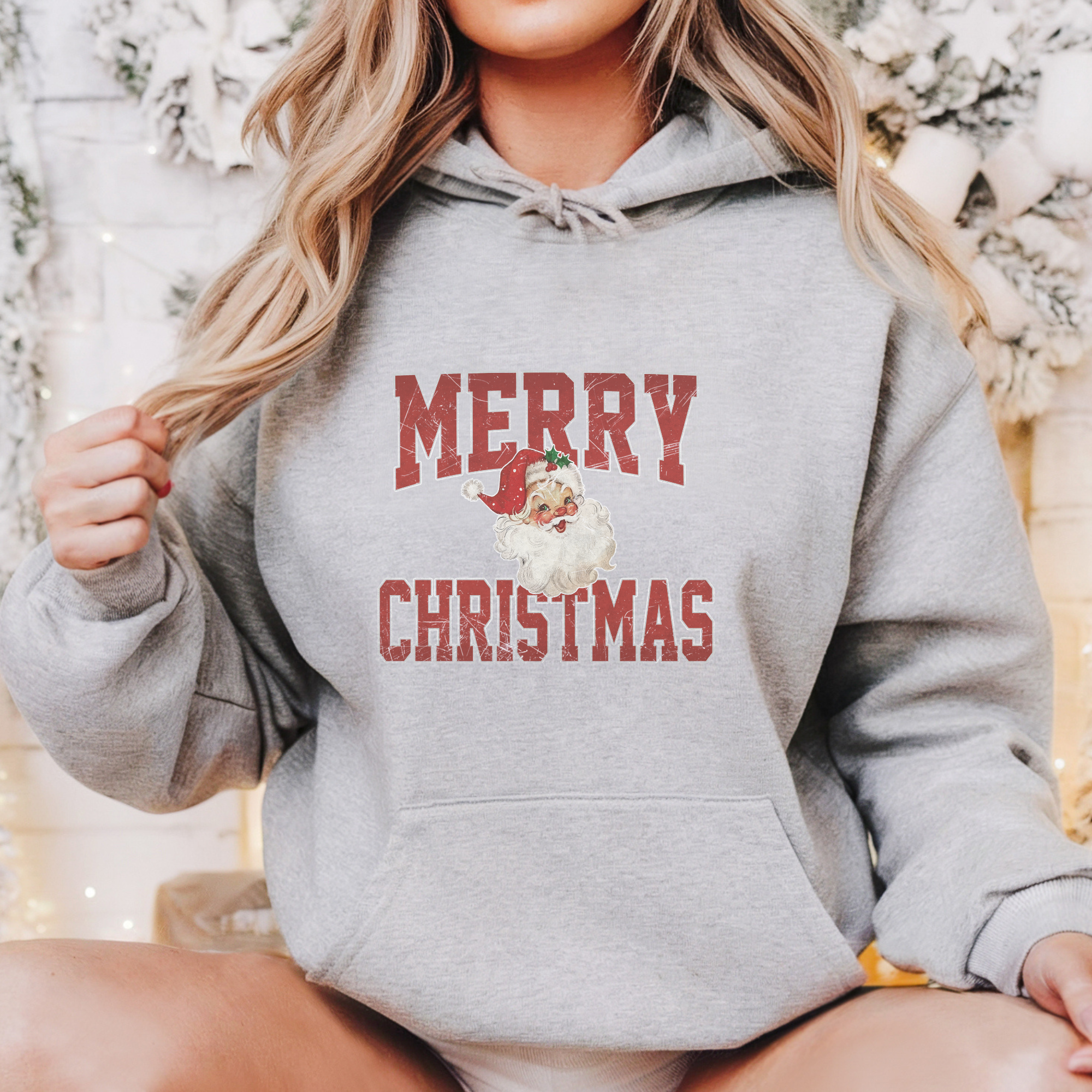 Retro Merry Christmas Santa Women's Graphic Hoodie