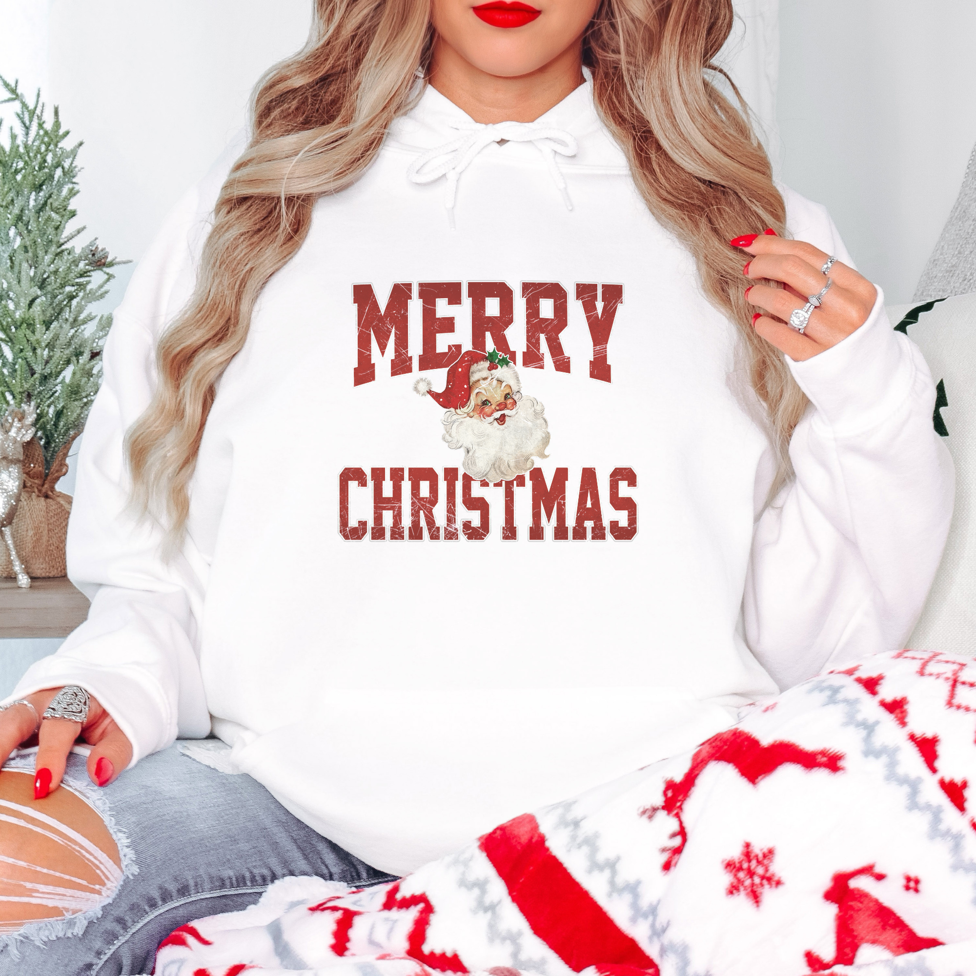 Retro Merry Christmas Santa Women's Graphic Hoodie
