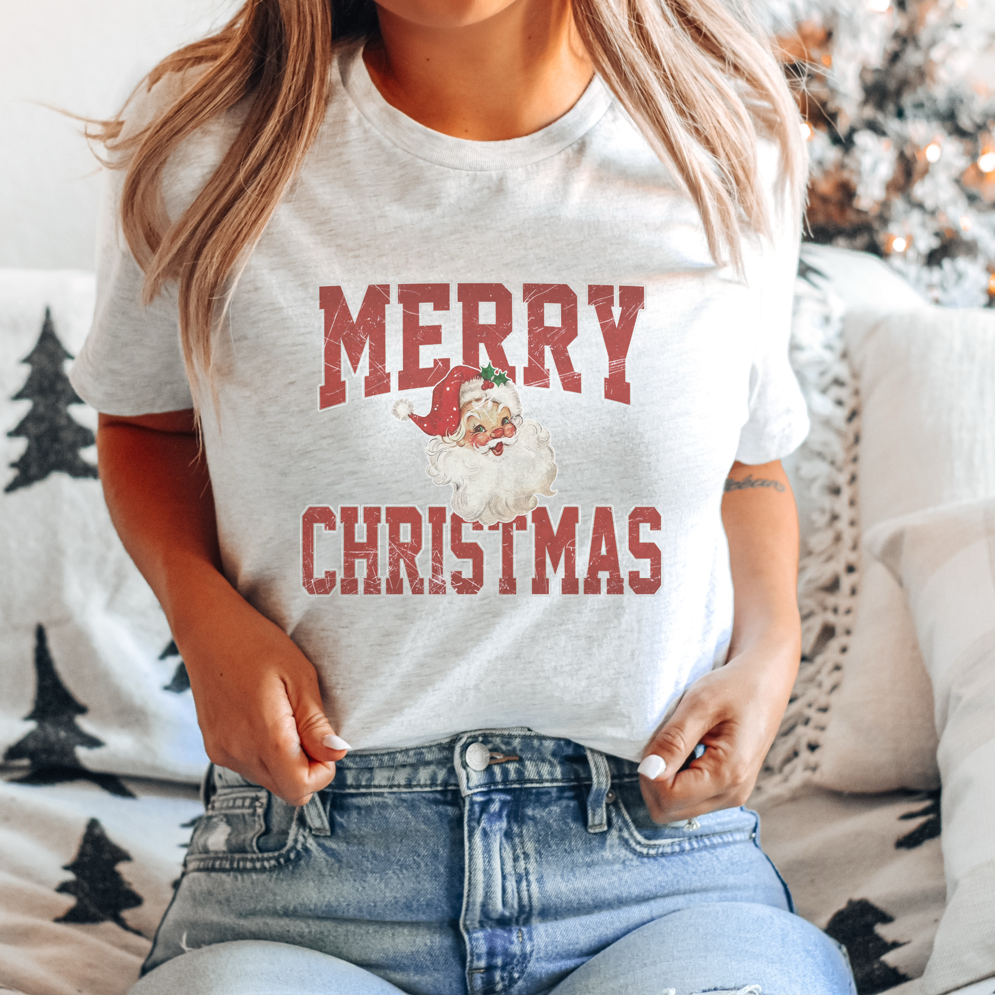 Retro Merry Christmas Santa Women's Graphic T-Shirt