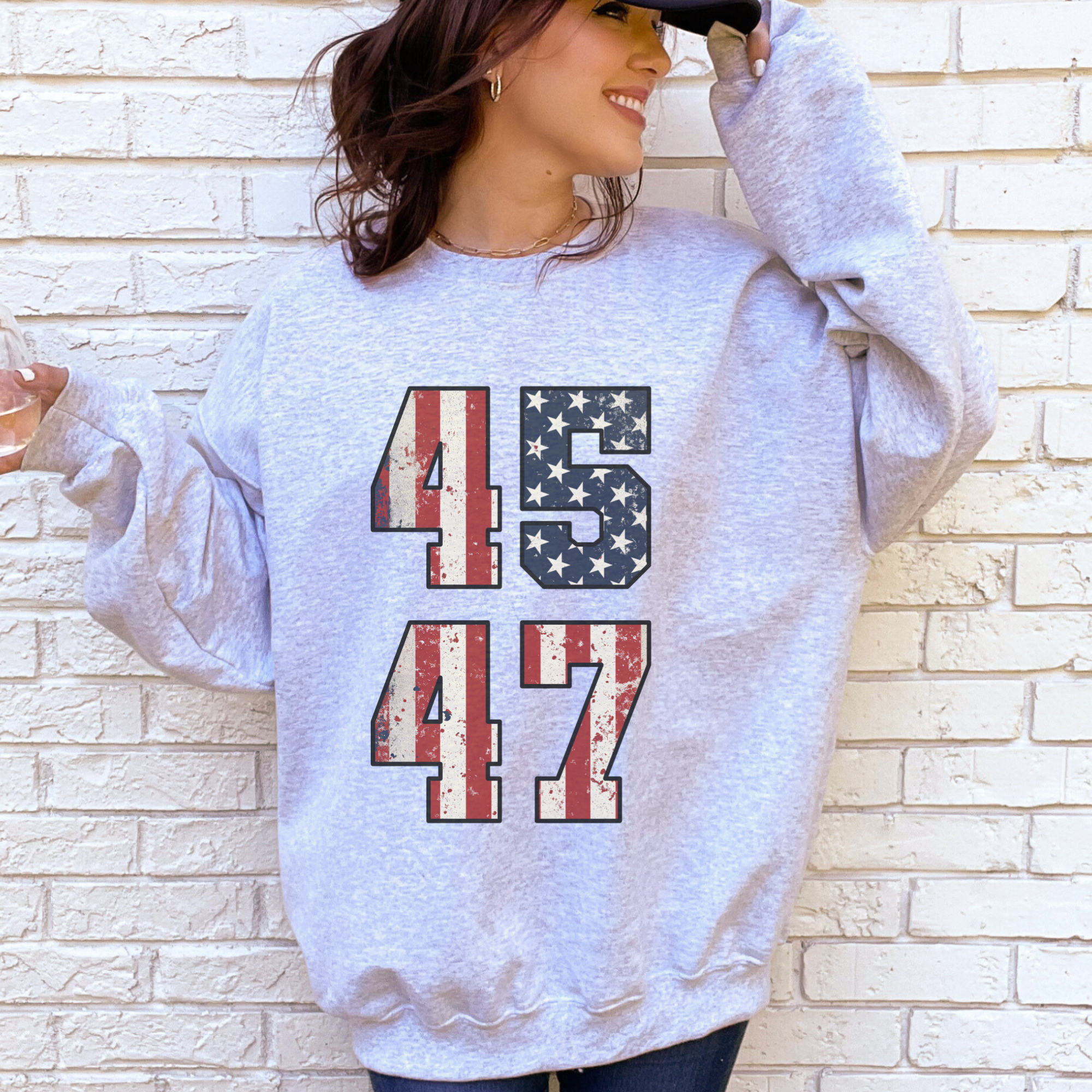 Trump 45 47 Patriotic Graphic Sweatshirt