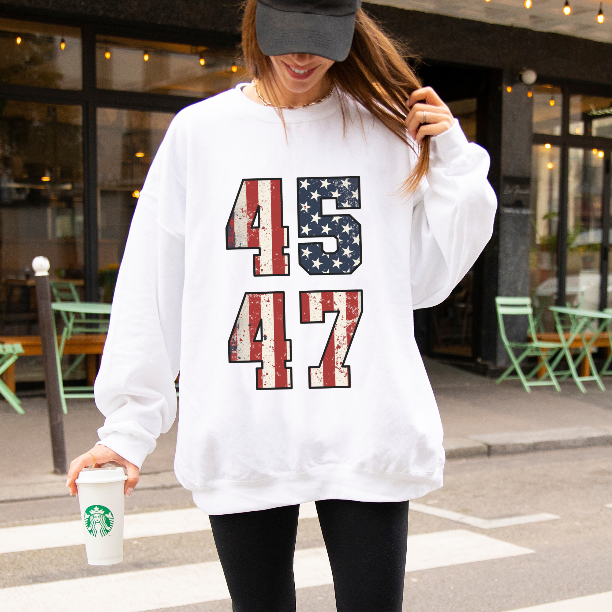 Trump 45 47 Patriotic Graphic Sweatshirt