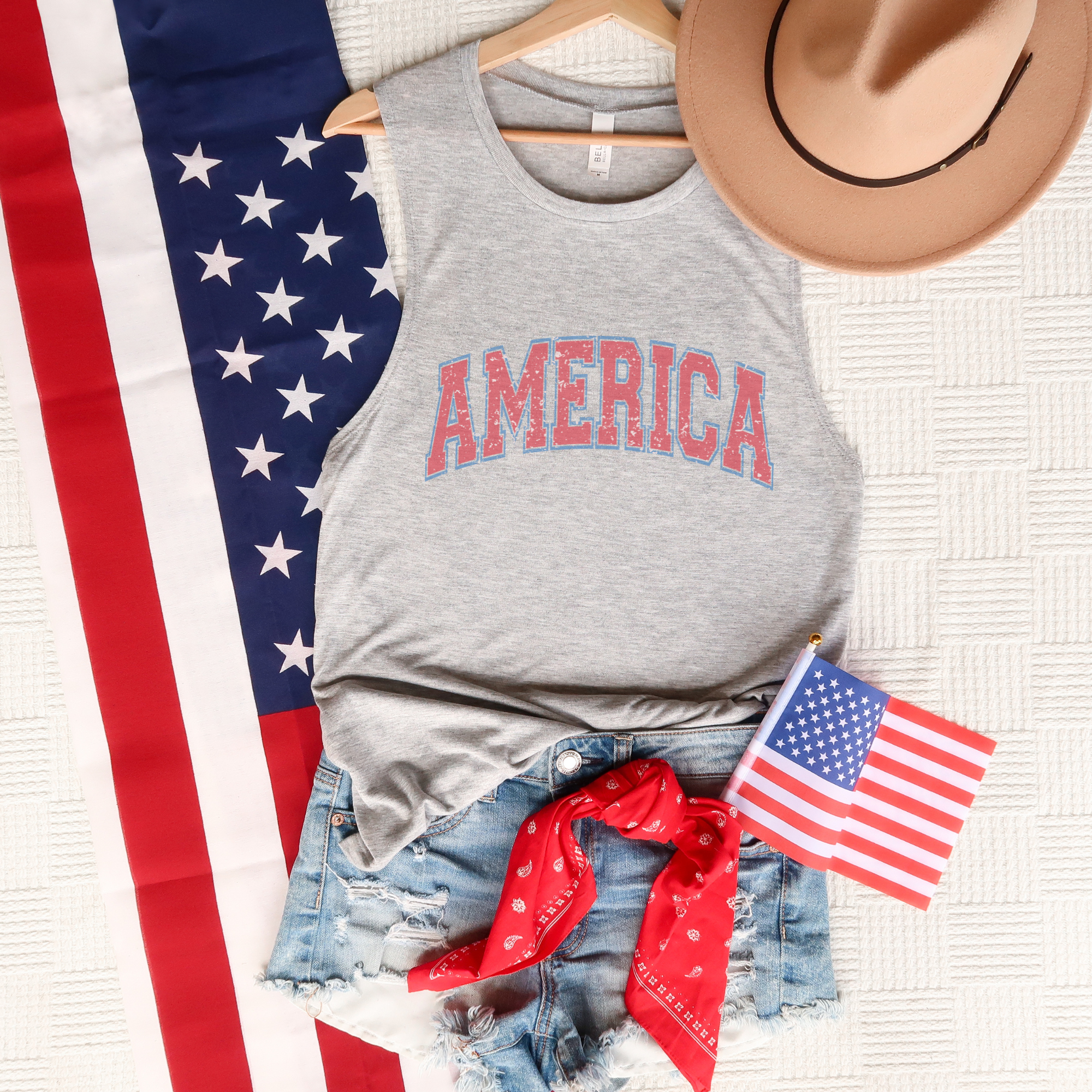 Varsity America Patriotic 4th of July Muscle Tank Top