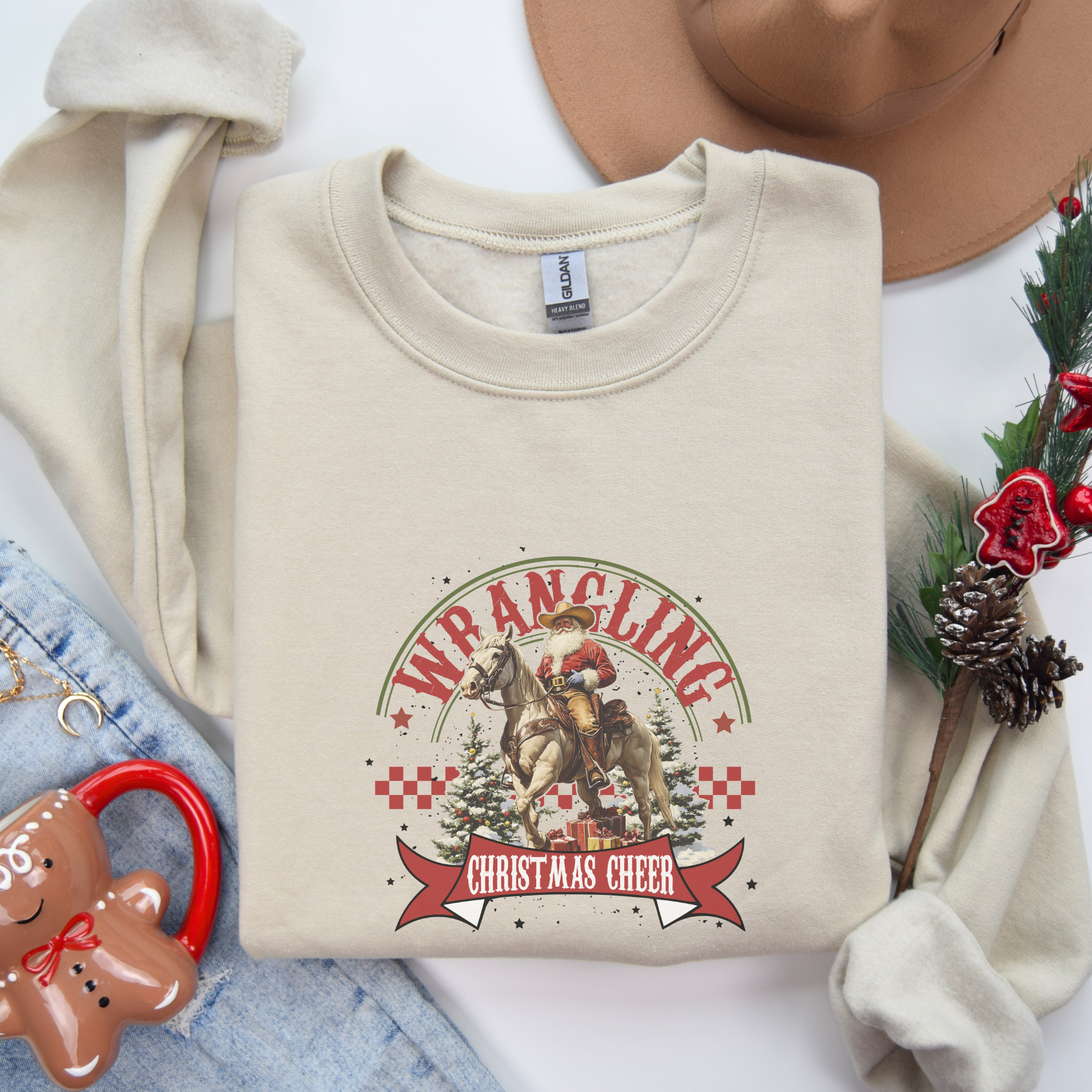 Wrangling Christmas Western Women's Graphic Sweatshirt