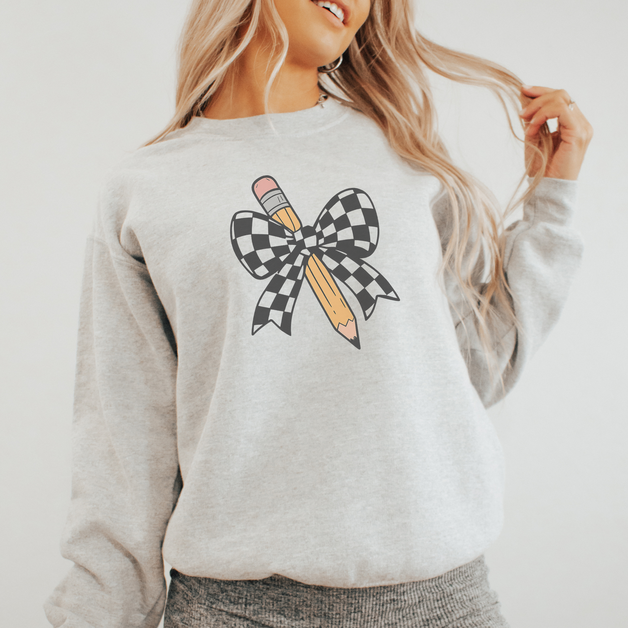 Teacher Coquette Pencil Crewneck Sweatshirt