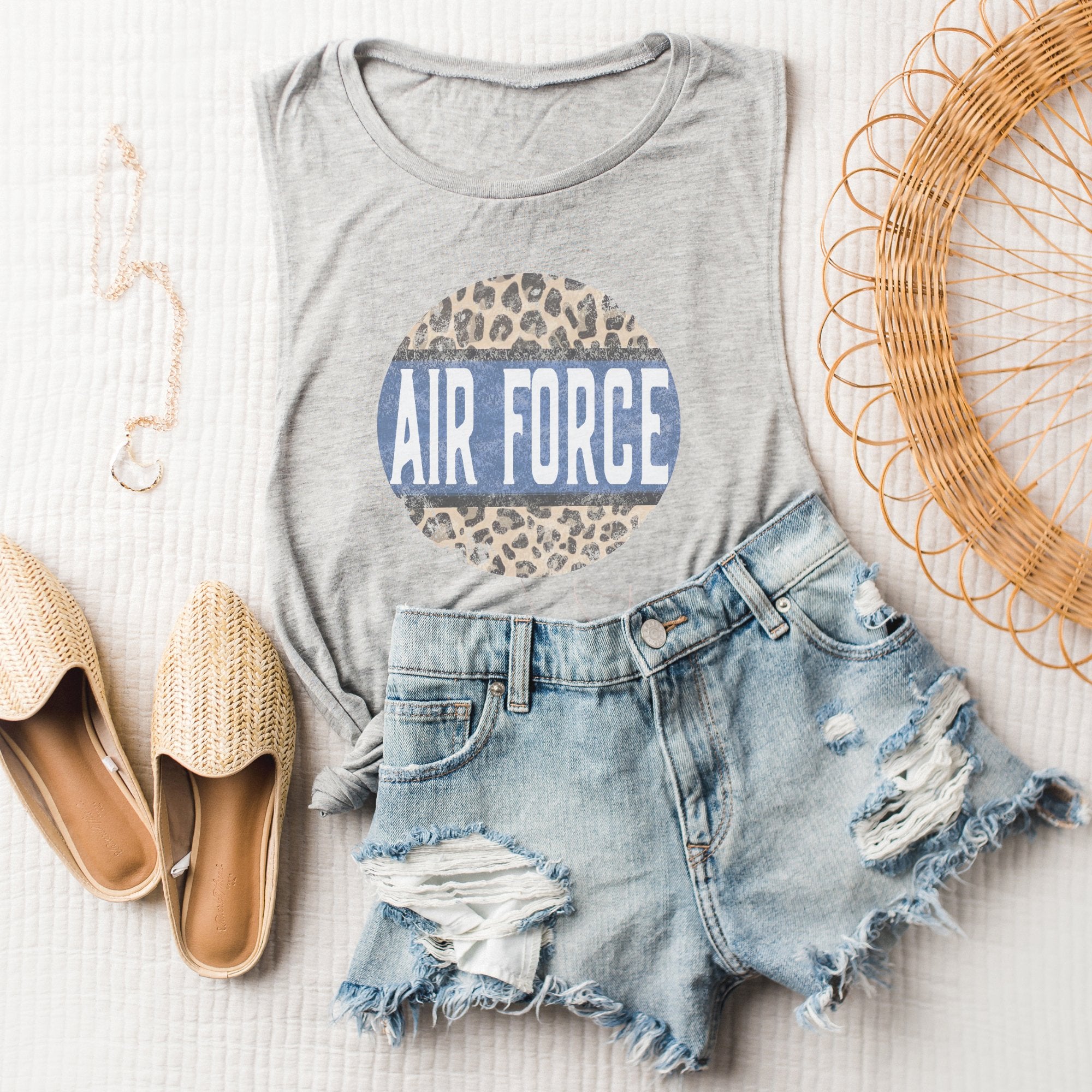 Air Force Cheetah Bella Canvas Muscle Tank Top - Trendznmore