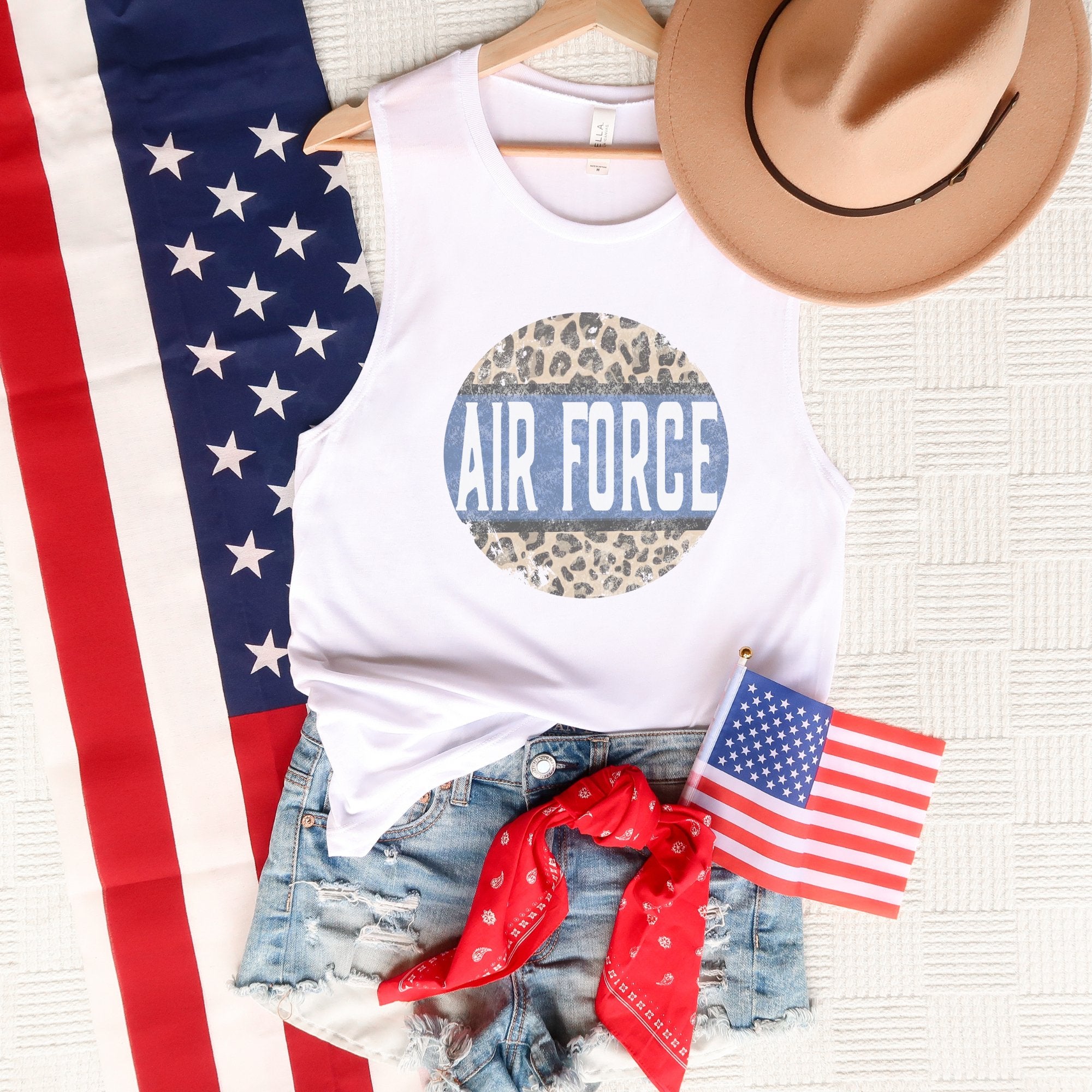 Air Force Cheetah Bella Canvas Muscle Tank Top - Trendznmore