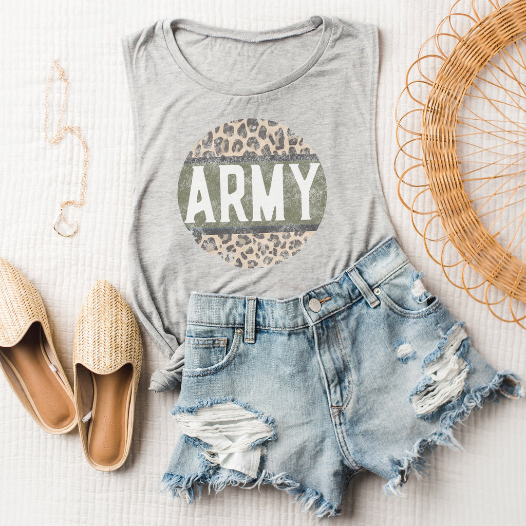 Army Cheetah Bella Canvas Muscle Tank Top - Trendznmore