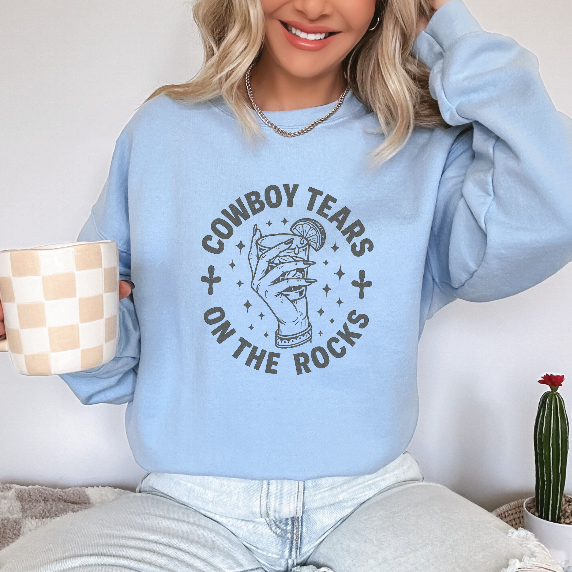 Cowboy Tears on the Rocks Crewneck Sweatshirt