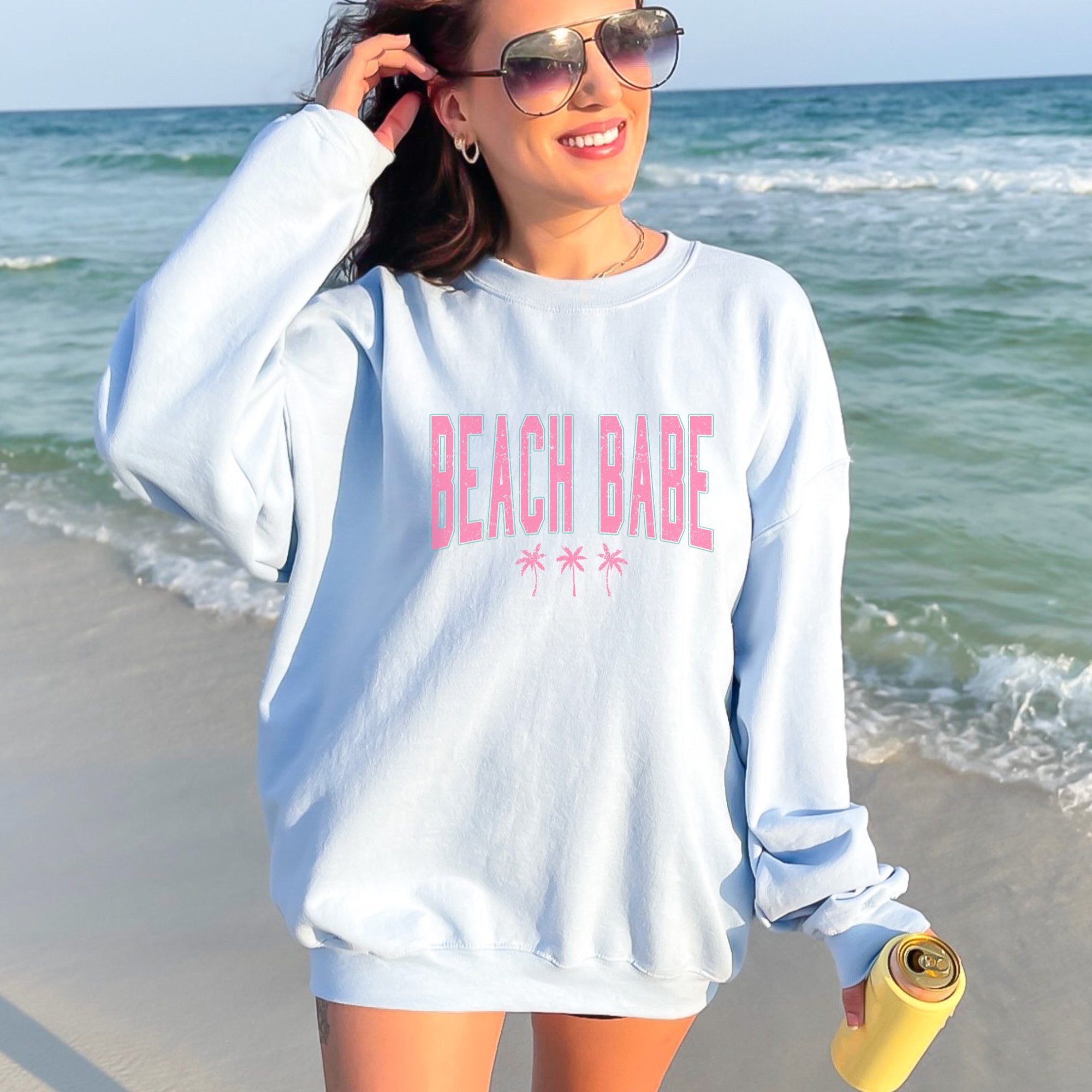 Beach Babe Pink/Turquoise Graphic Sweatshirt - Trendznmore