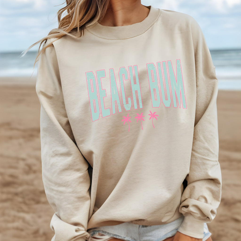 Beach Bum Pink/Turquoise Graphic Sweatshirt - Trendznmore