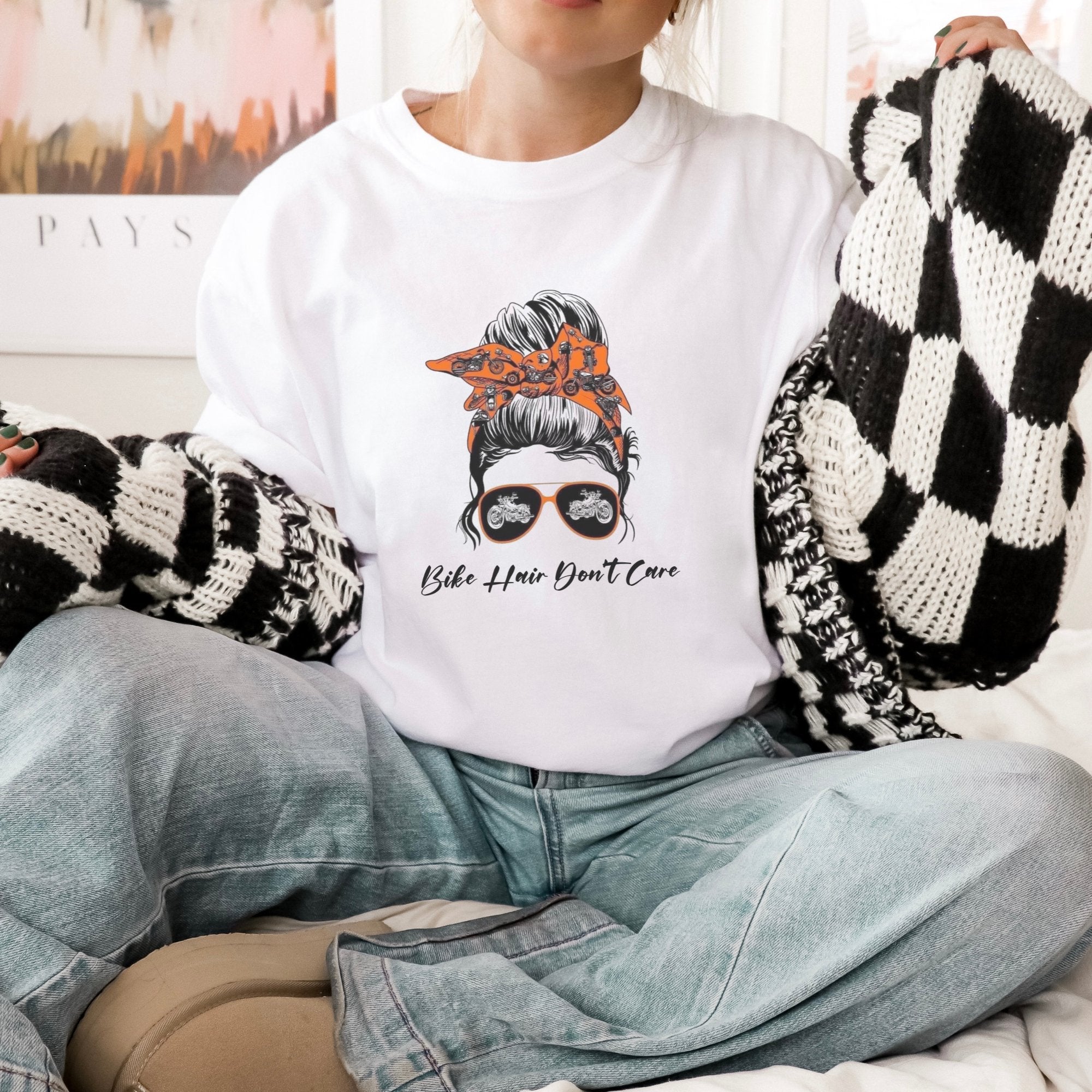 Bike Hair Don't Care Graphic Tee - Trendznmore