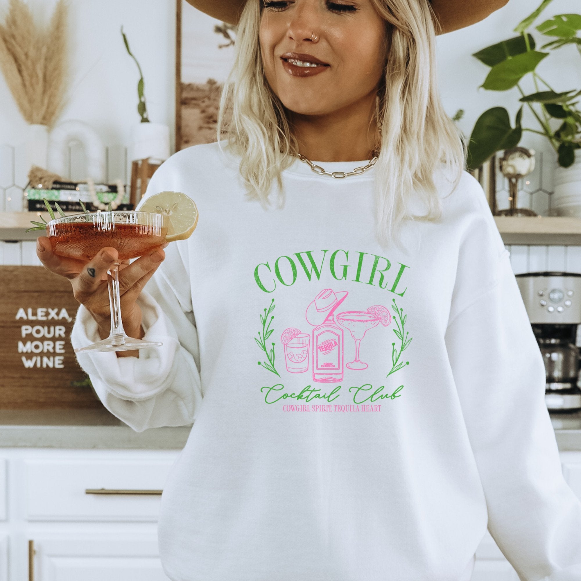 Cowgirl Cocktail Club Western Graphic Sweatshirt - Trendznmore