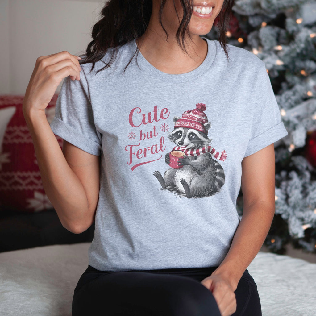 Cute but Feral Christmas Raccoon Women's T-shirt - Trendznmore