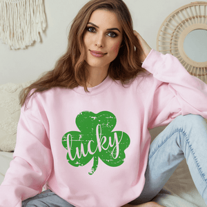 Distressed Shamrock St. Patrick's Day Crewneck Sweatshirt - Trendznmore