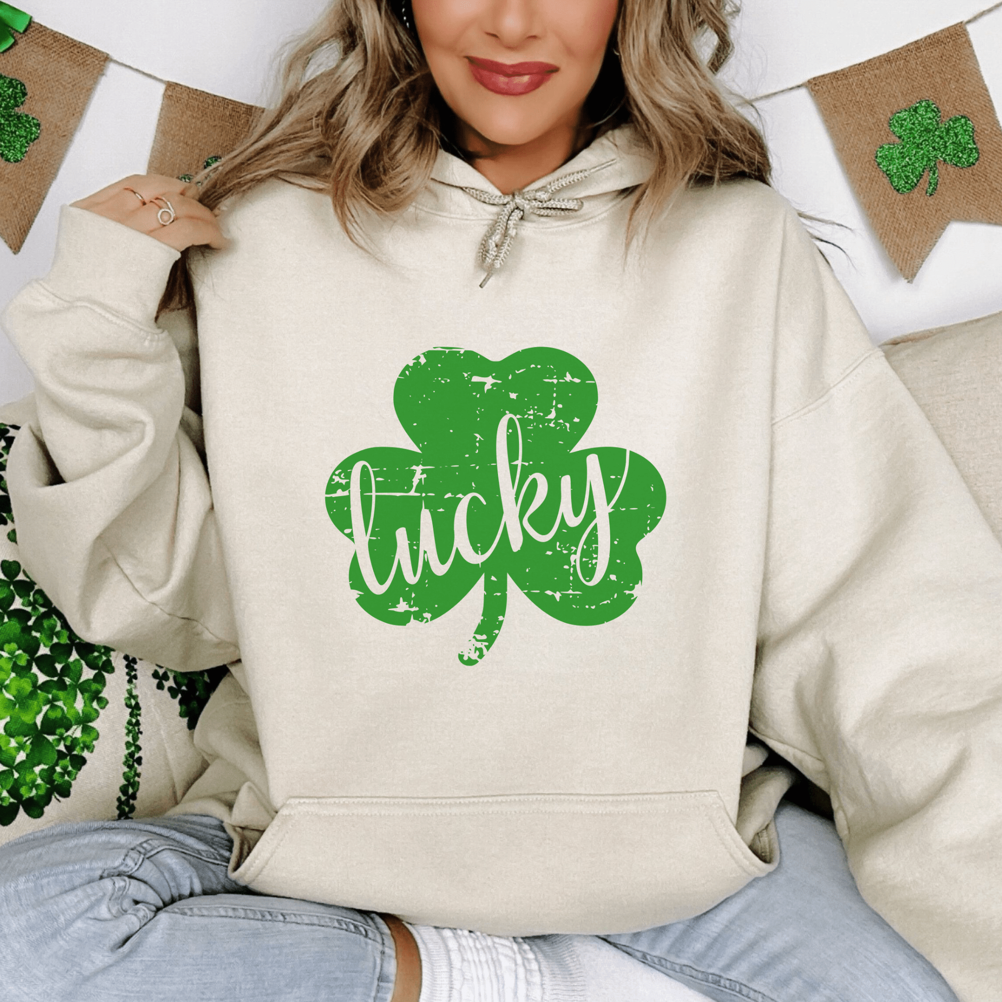 Distressed Shamrock St. Patrick's Day Hoodie - Trendznmore