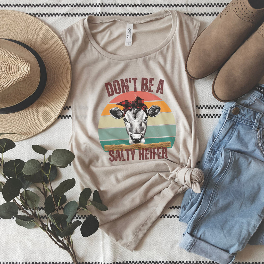 Don't be a Salty Heifer Bella Canvas Muscle Tank Top - Trendznmore