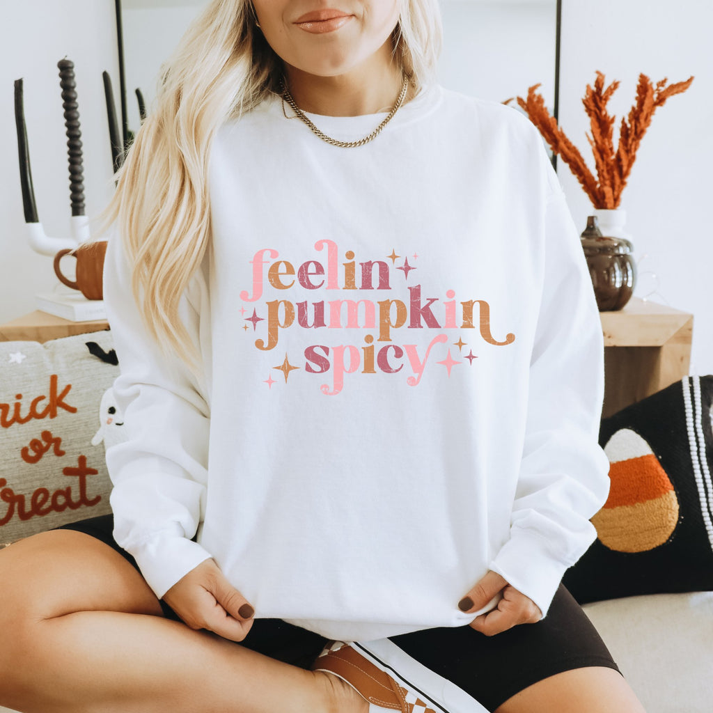 Fellin' Pumpkin Spicy Fall Graphic Crewneck Sweatshirt - Trendznmore