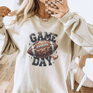 Football Game Day Faux Sequin Crewneck Sweatshirt - Trendznmore