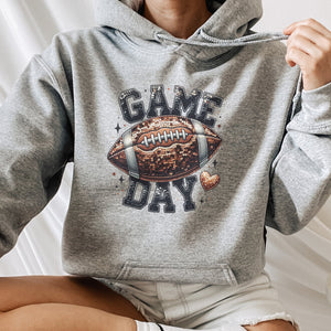 Football Game Day Faux Sequin Graphic Hoodie - Trendznmore