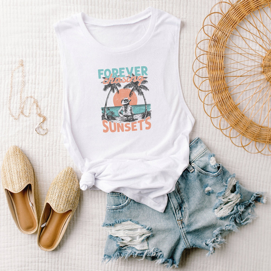 Forever Chasing Sunsets Muscle Tank Top - Trendznmore