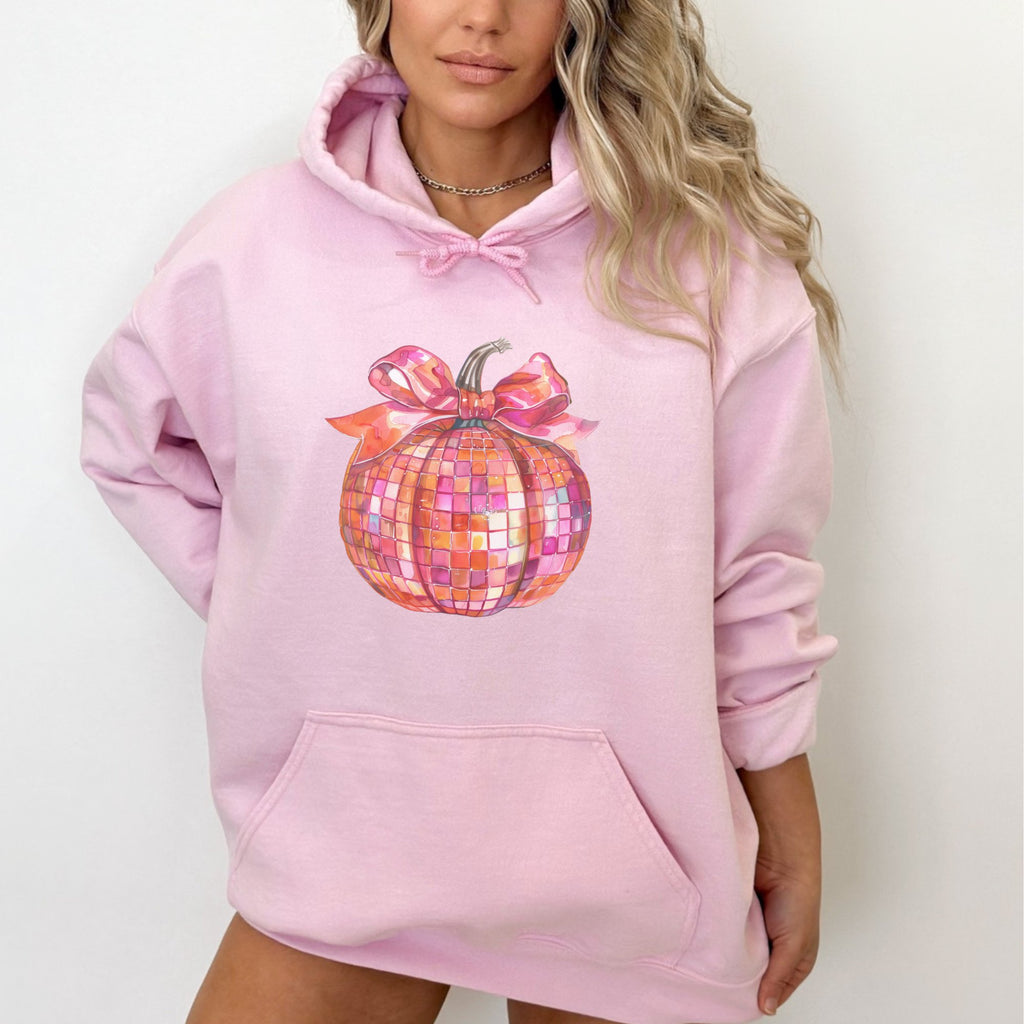 Halloween Coquette Bright Disco Ball Pumpkin Hoodie - Trendznmore