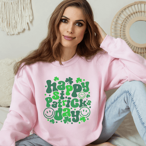 Happy St. Patrick's Day Groovy Crewneck Sweatshirt - Trendznmore