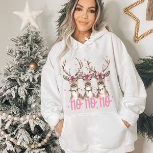 Ho Ho Ho Reindeer Christmas Women's Hoodie - Trendznmore