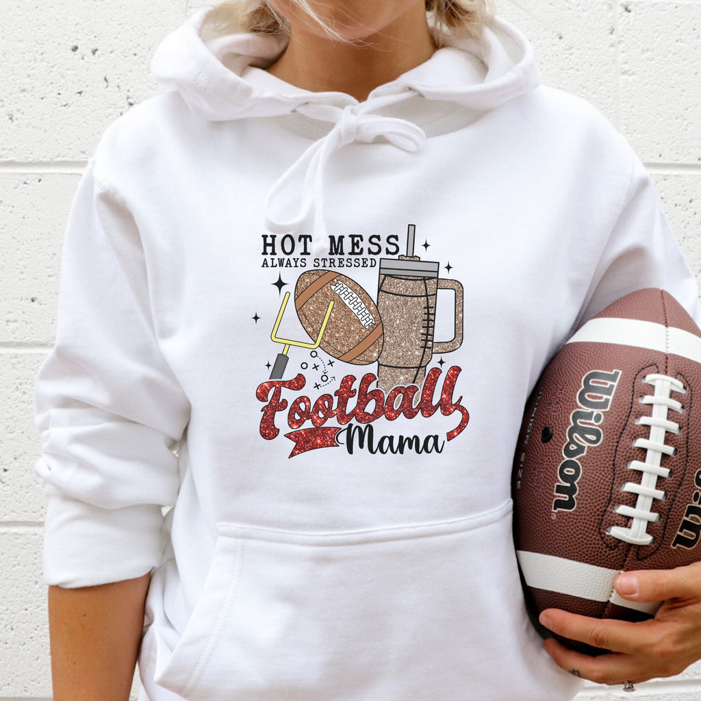 Hot Mess Football Mama Graphic Hoodie - Trendznmore