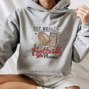 Hot Mess Football Mama Graphic Hoodie - Trendznmore