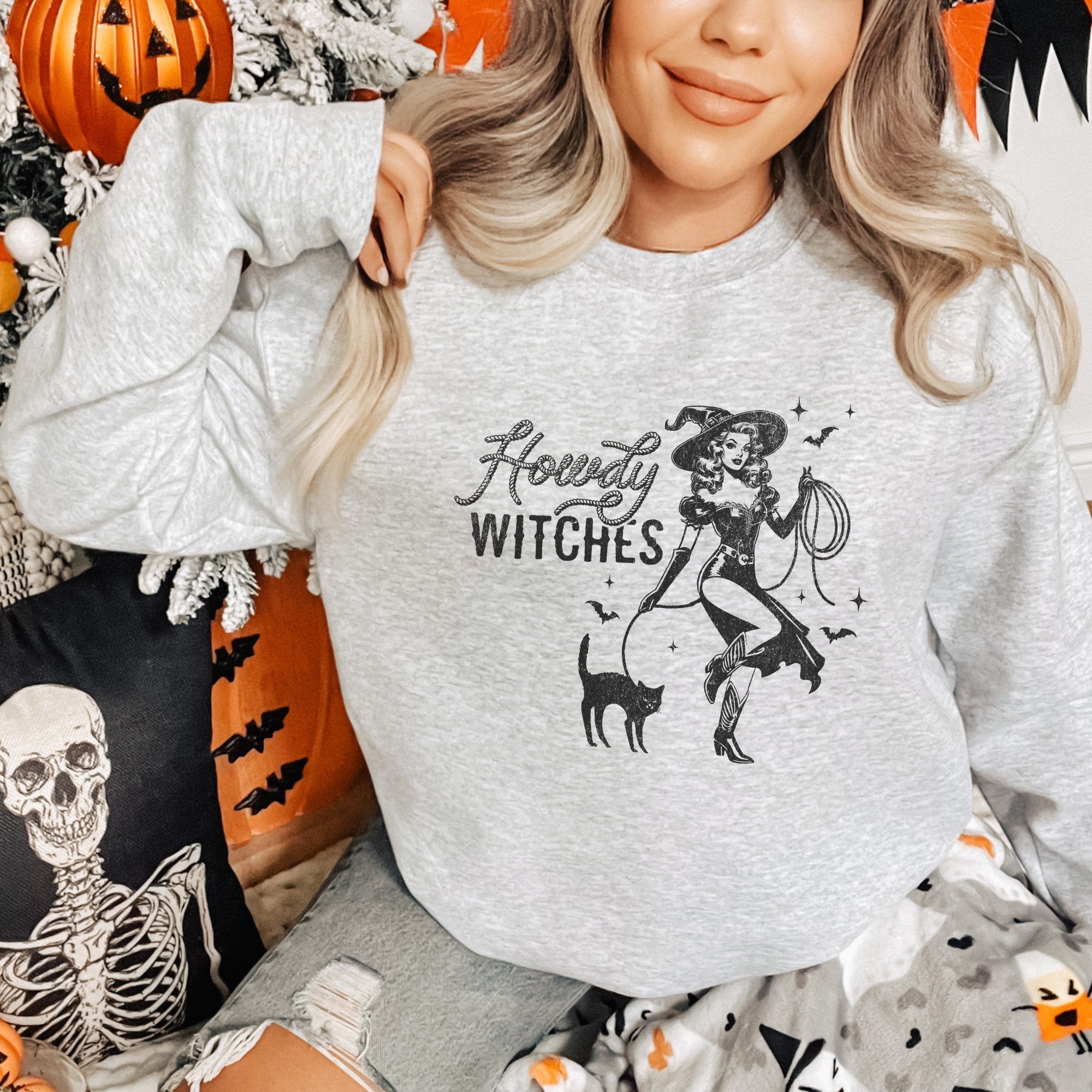 Howdy Witch Western Halloween Women's Sweatshirt - Trendznmore