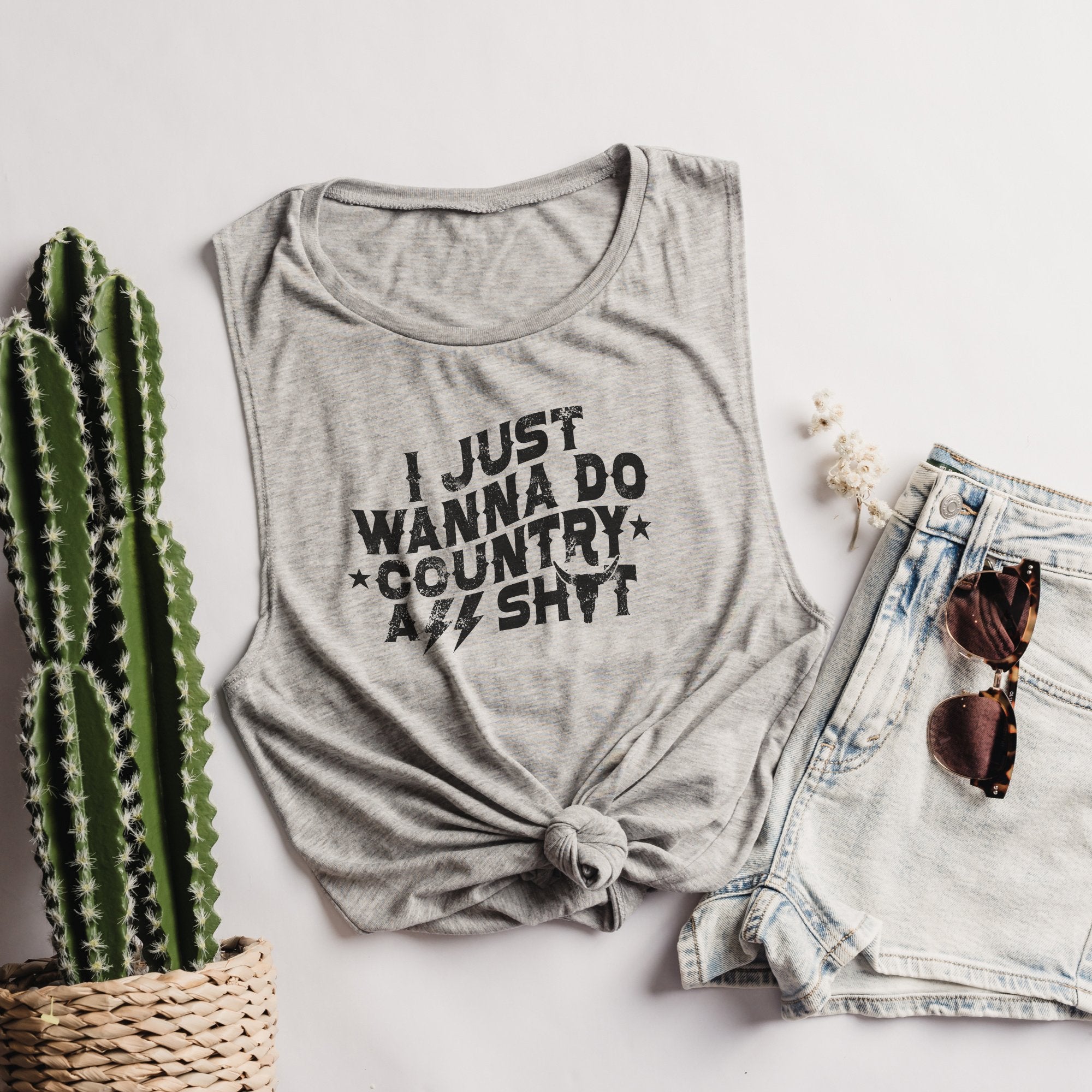 I Just Wanna Do Country A.S. Bella Canvas Muscle Tank Top - Trendznmore