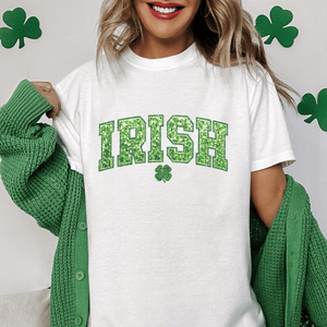 Irish Clover Faux Sequins St. Patrick's Day T-Shirt - Trendznmore