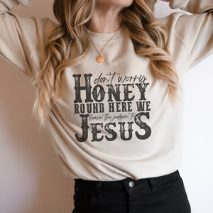 Leave the Judgin to Jesus Western Graphic Sweatshirt - Trendznmore