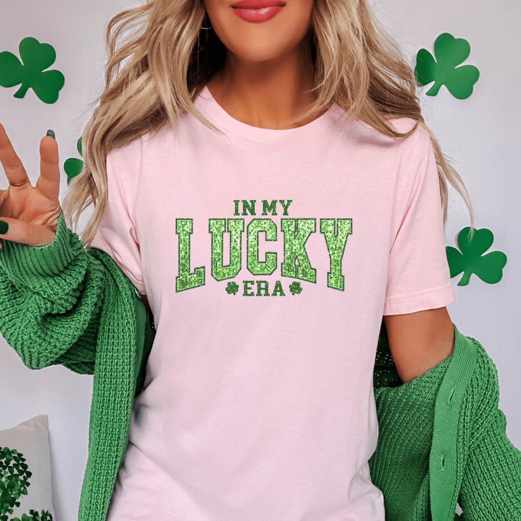 Lucky Era Faux Sequins St. Patrick's Day T-Shirt - Trendznmore