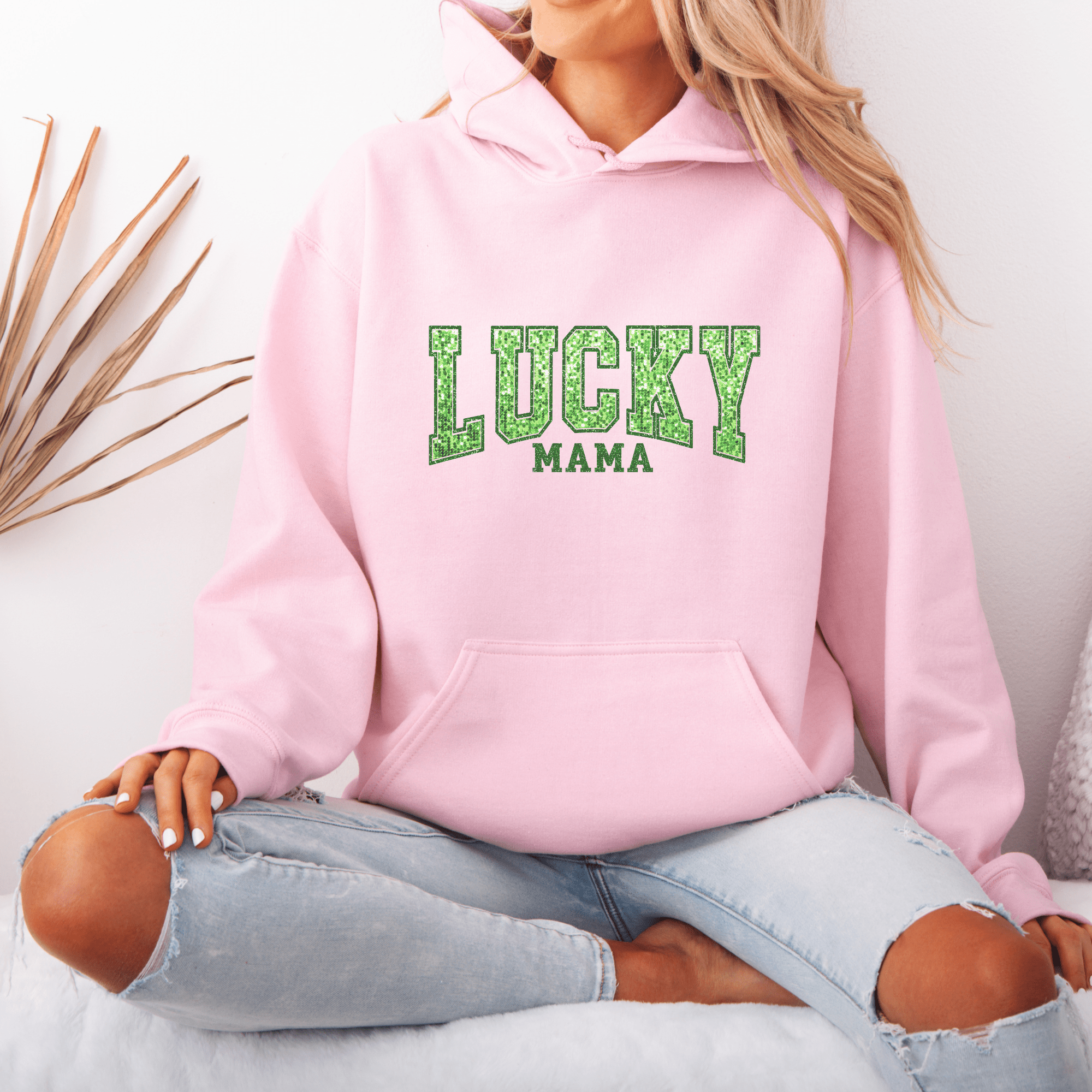 Lucky Mama Faux Sequin St. Patrick's Day Hoodie - Trendznmore