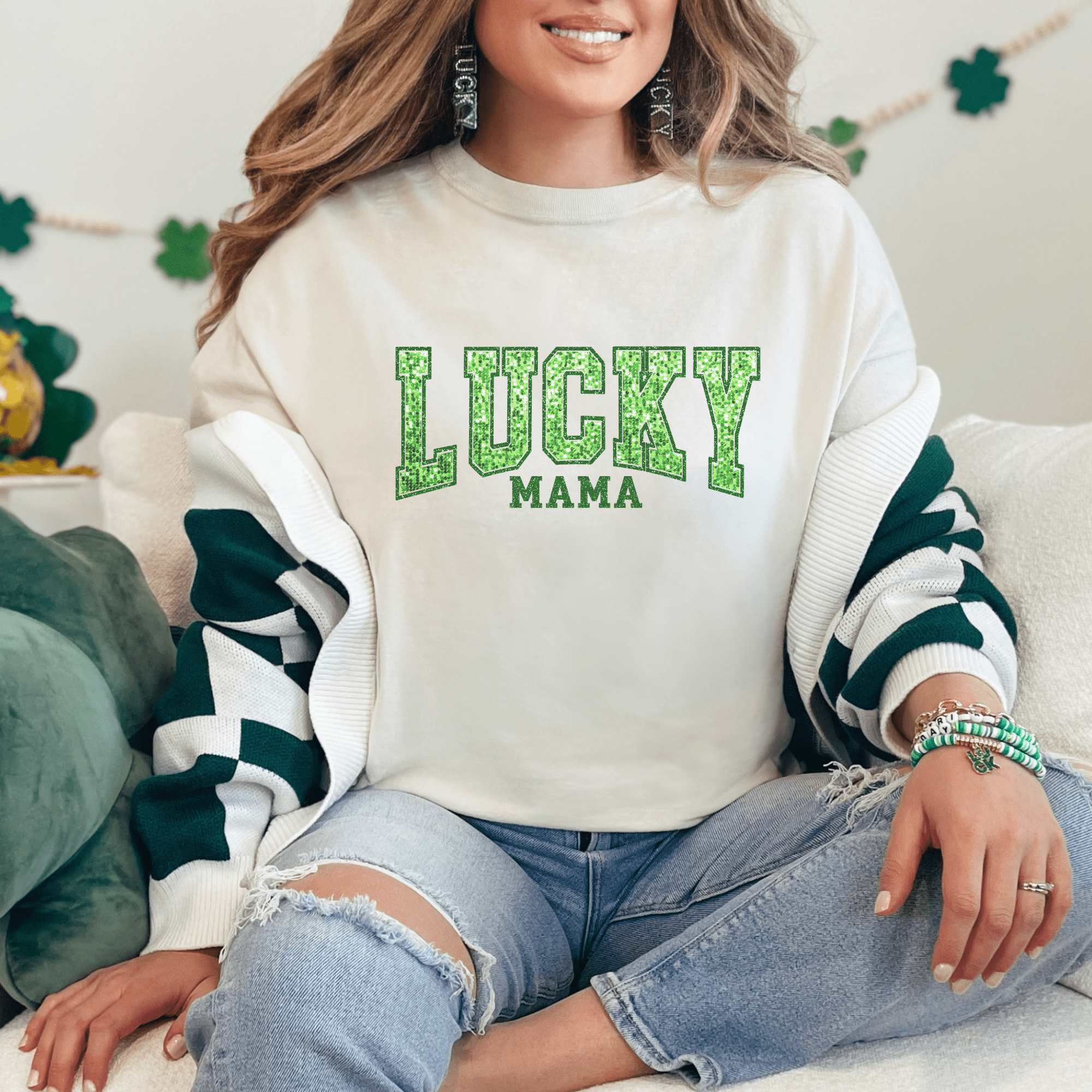 Lucky Mama Faux Sequins St. Patrick's Day T-Shirt - Trendznmore