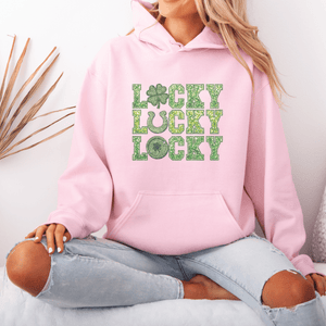 Lucky Stacked Faux Glitter St. Patrick's Day Hoodie - Trendznmore