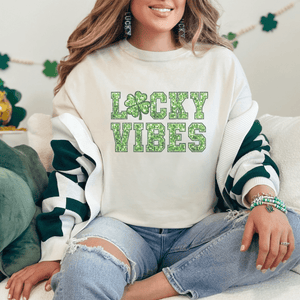 Lucky Vibes Faux Glitter St. Patrick's Day T-Shirt - Trendznmore