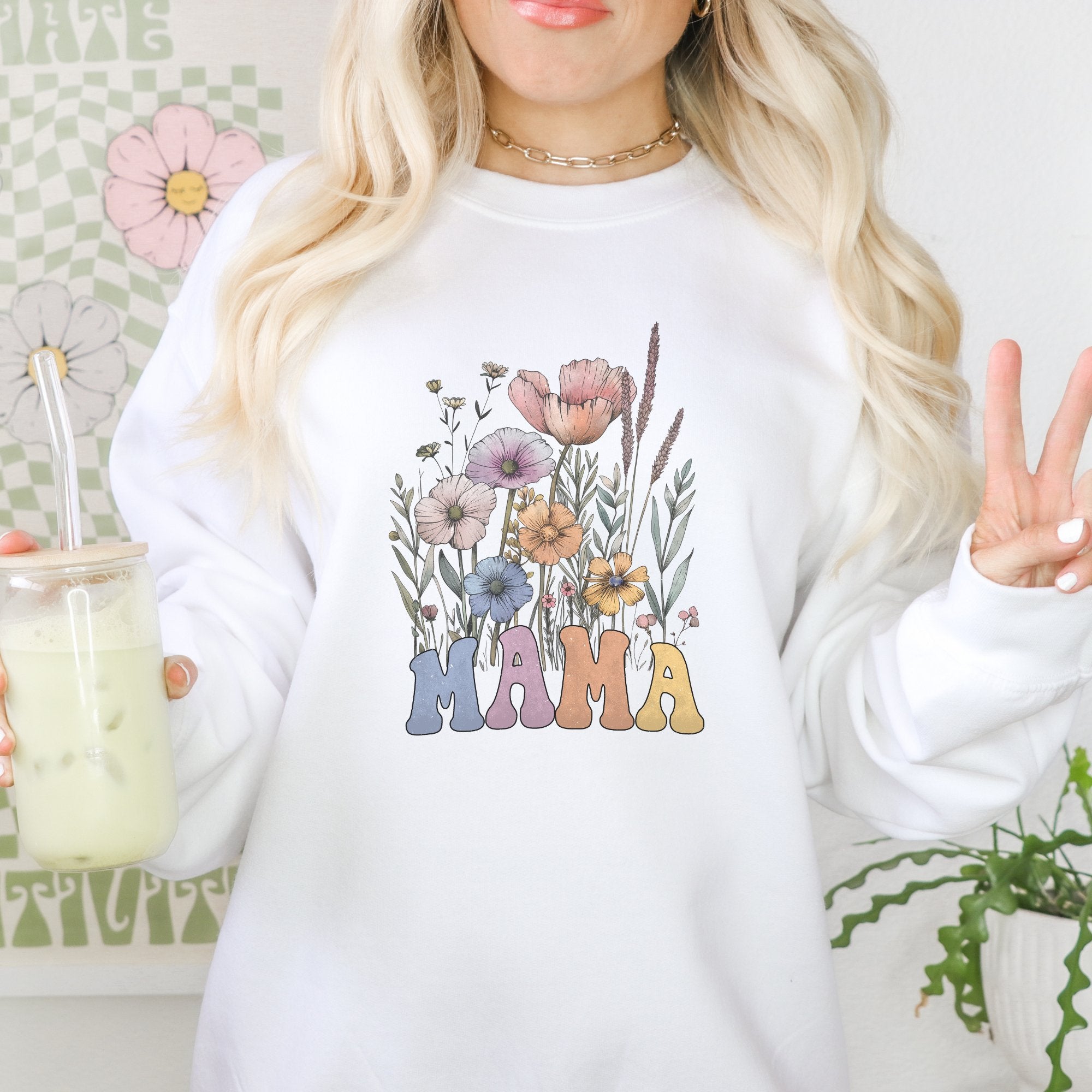 Mama Pastel Flowers Sweatshirt - Trendznmore