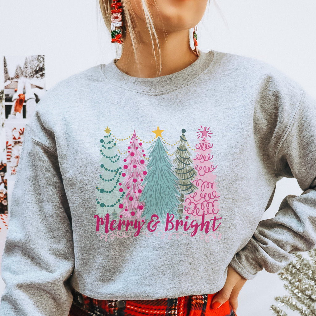 Merry & Bright Cute Christmas Sweatshirt - Trendznmore