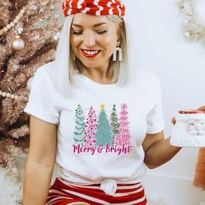 Merry & Bright Cute Christmas T-shirt - Trendznmore