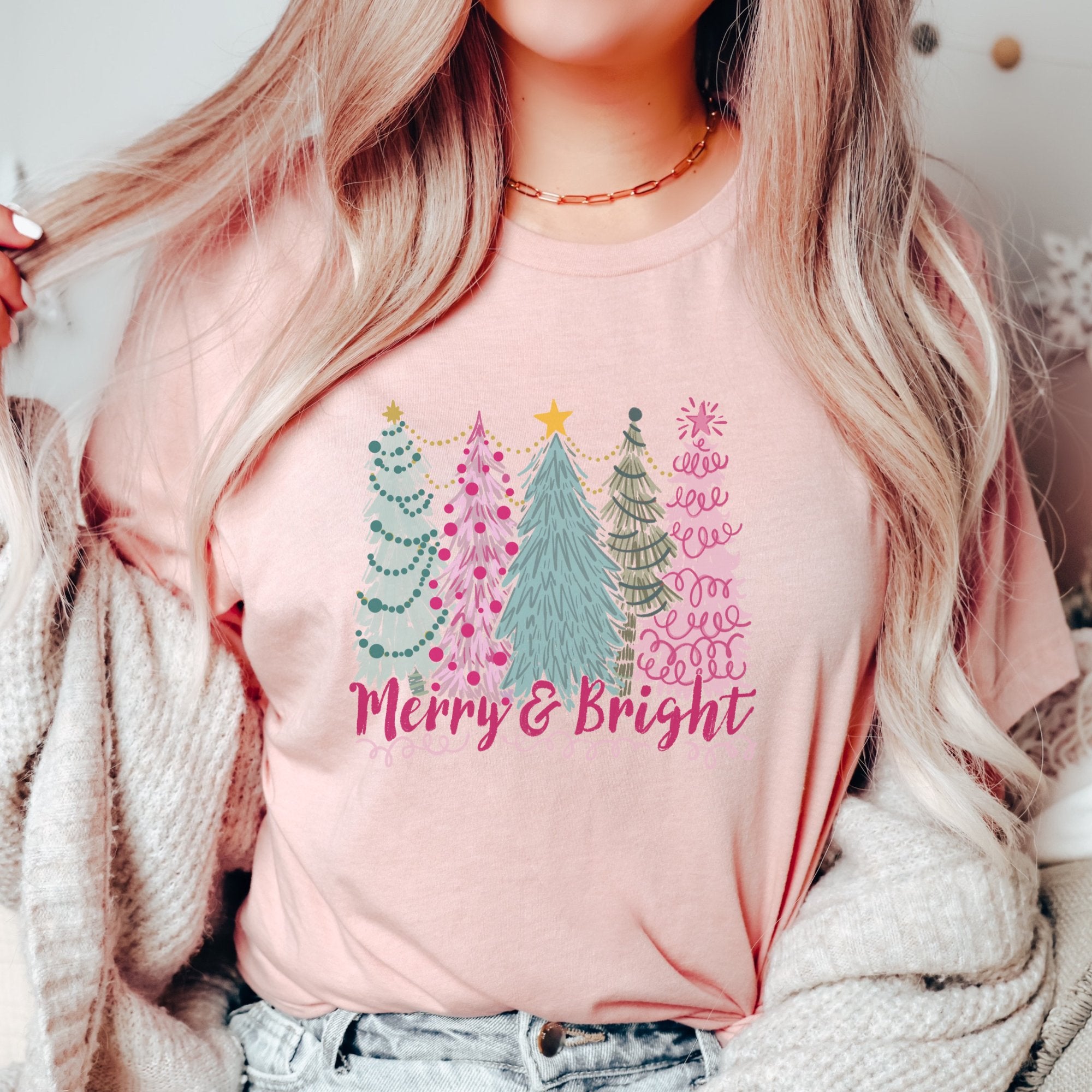 Merry & Bright Cute Christmas T-shirt - Trendznmore