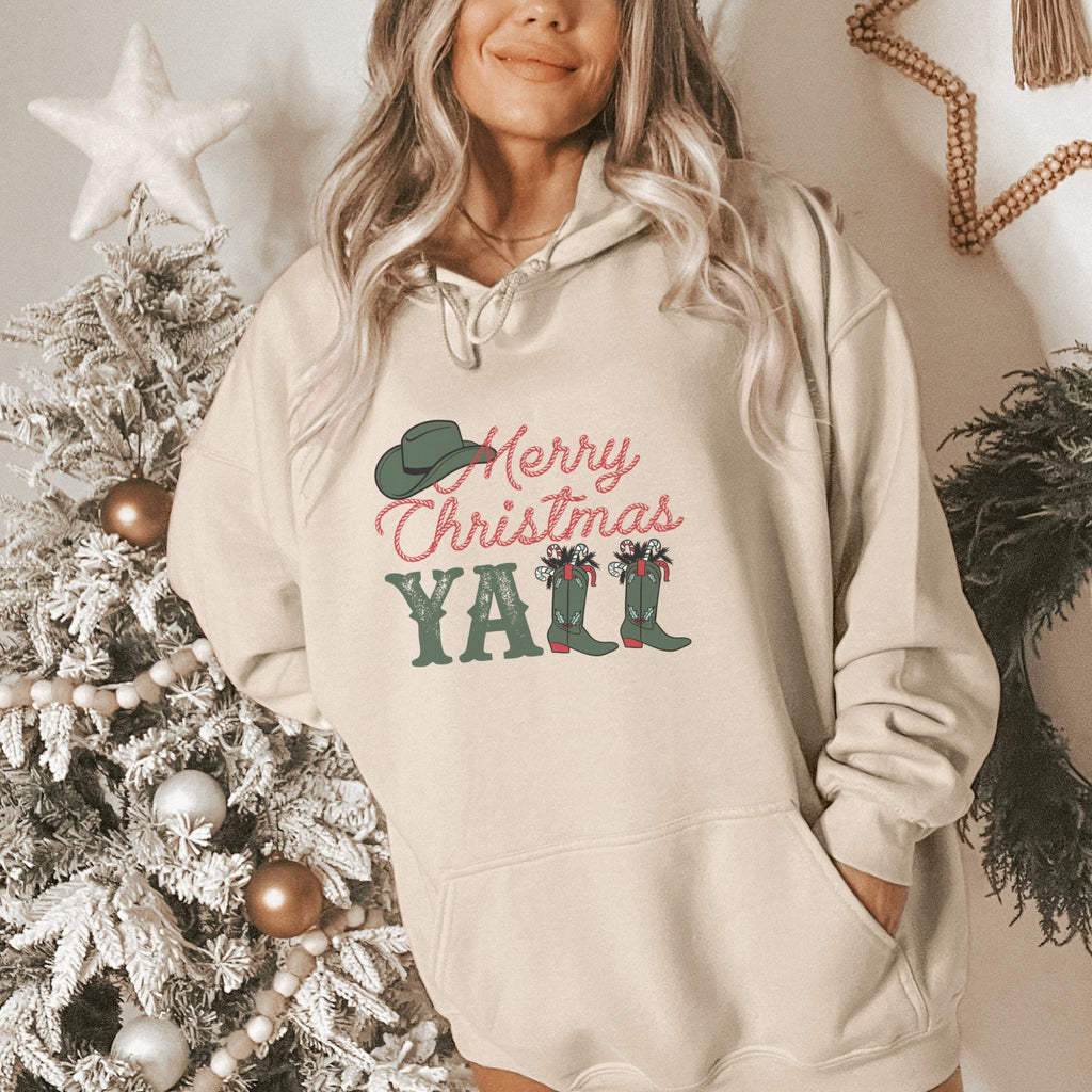 Merry Christmas Yall Western Women's Hoodie - Trendznmore