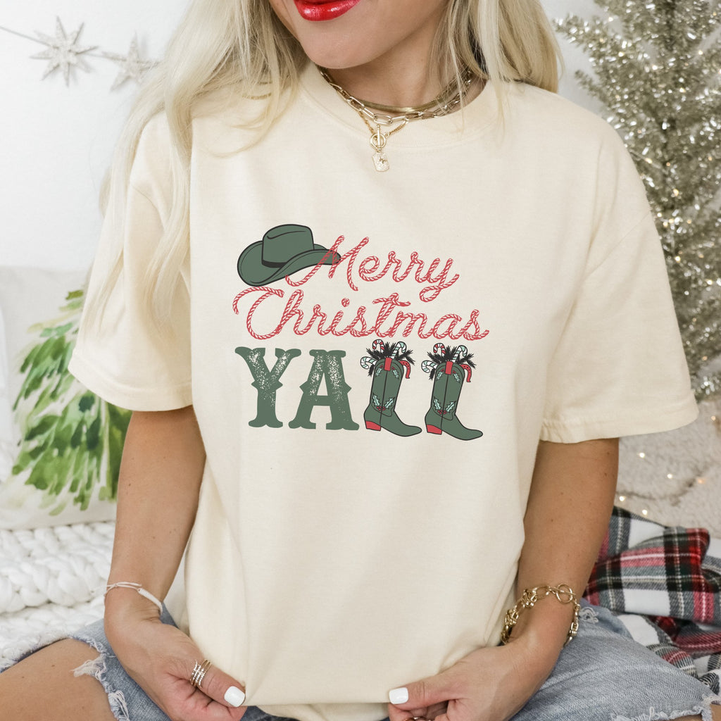 Merry Christmas Yall Western Women's T-shirt - Trendznmore