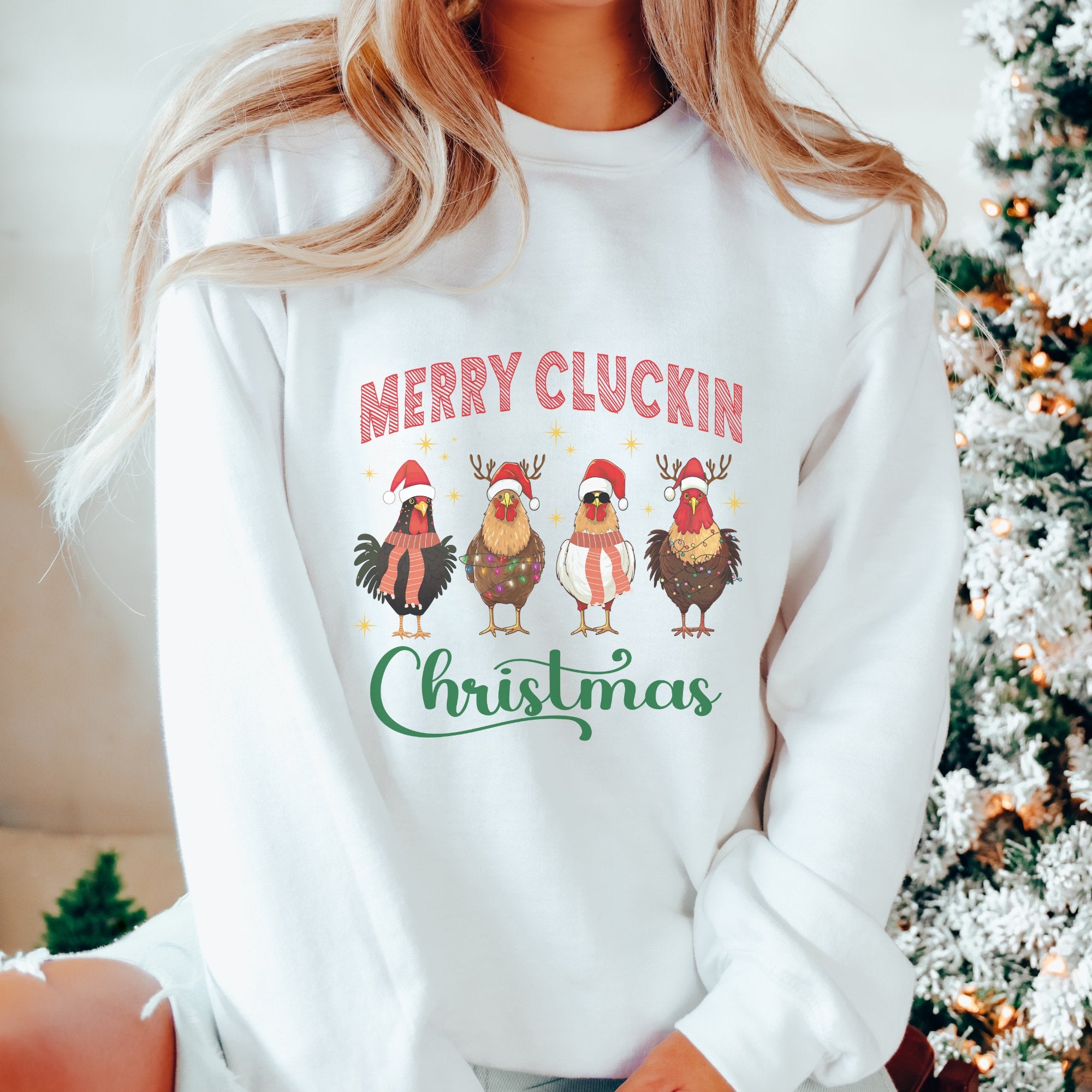 Merry Cluckin Christmas Women's Sweatshirt - Trendznmore