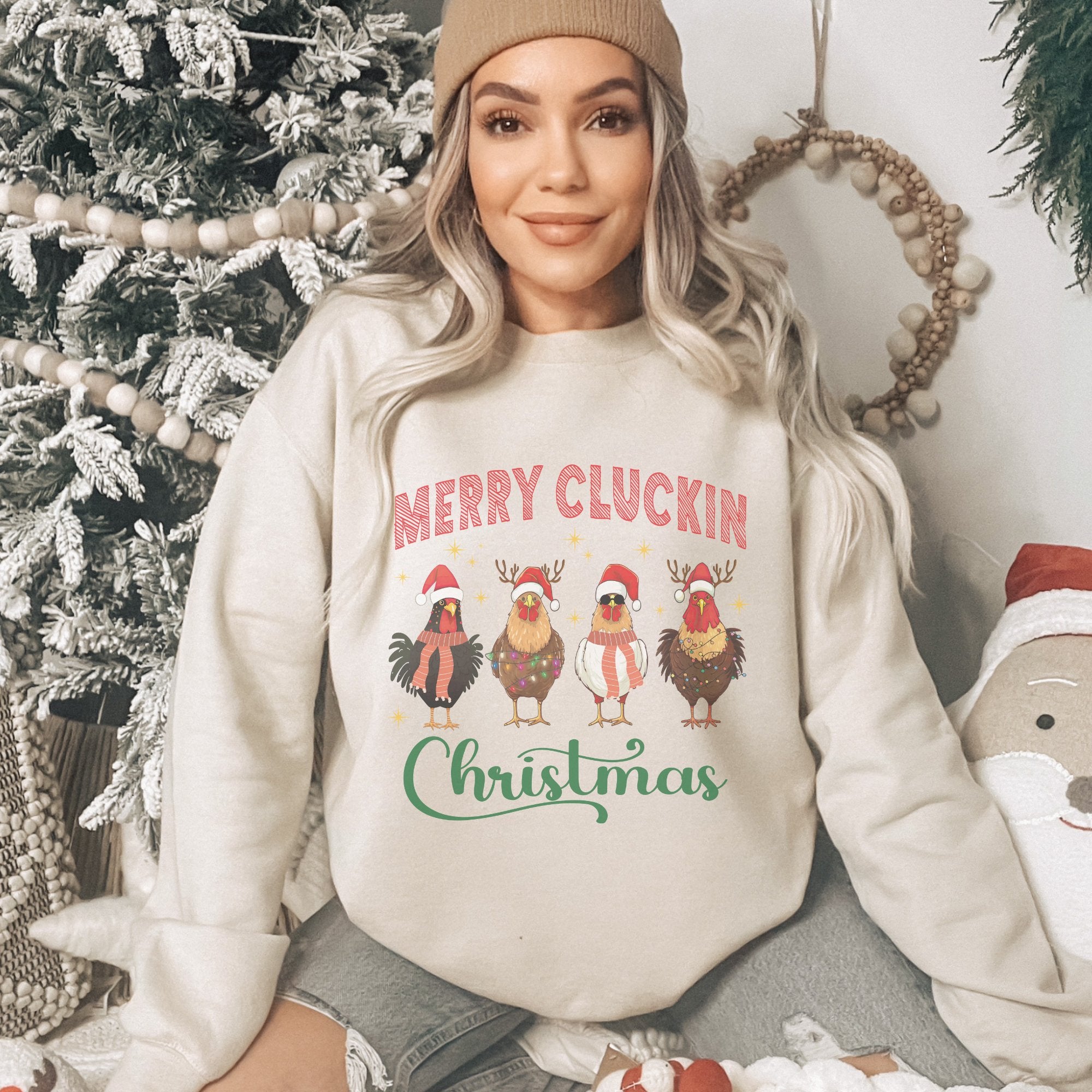 Merry Cluckin Christmas Women's Sweatshirt - Trendznmore