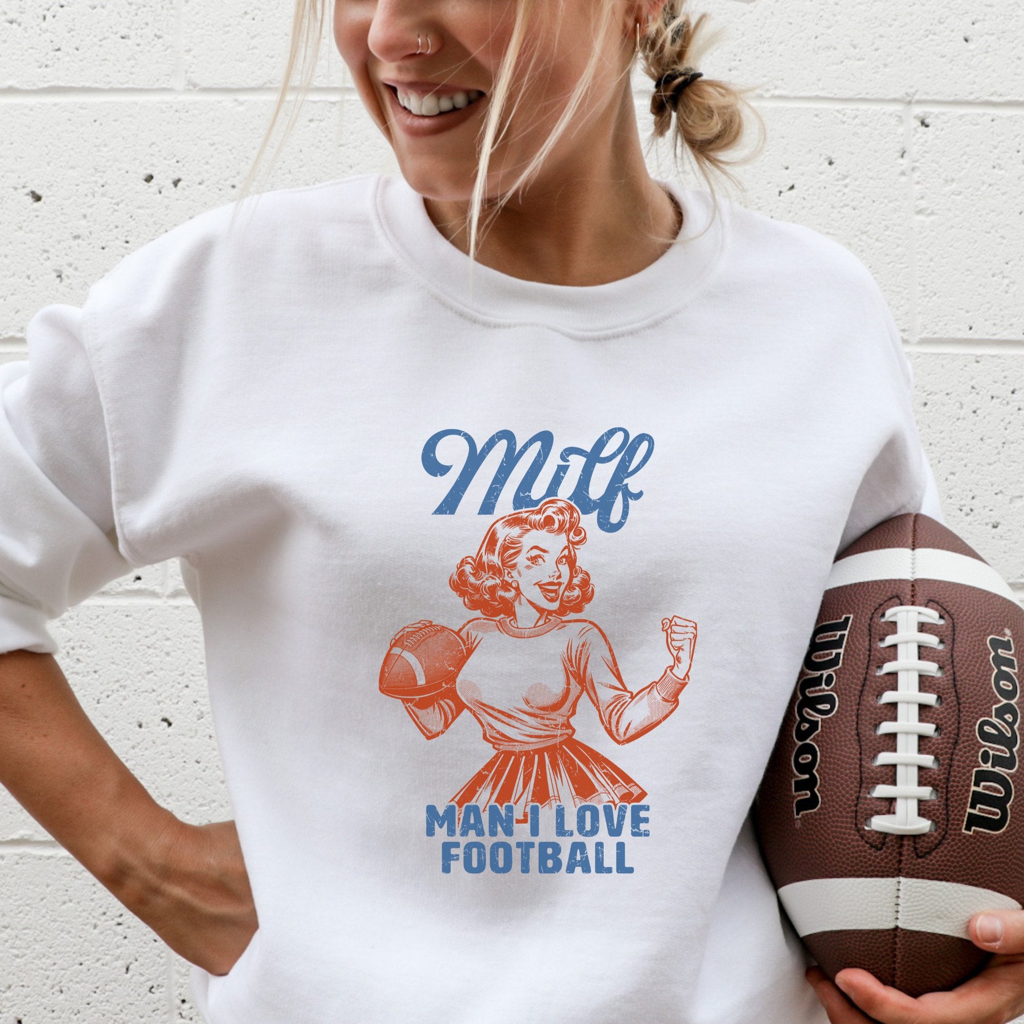 Milf Color - Man I Love Football Crewneck Sweatshirt - Trendznmore