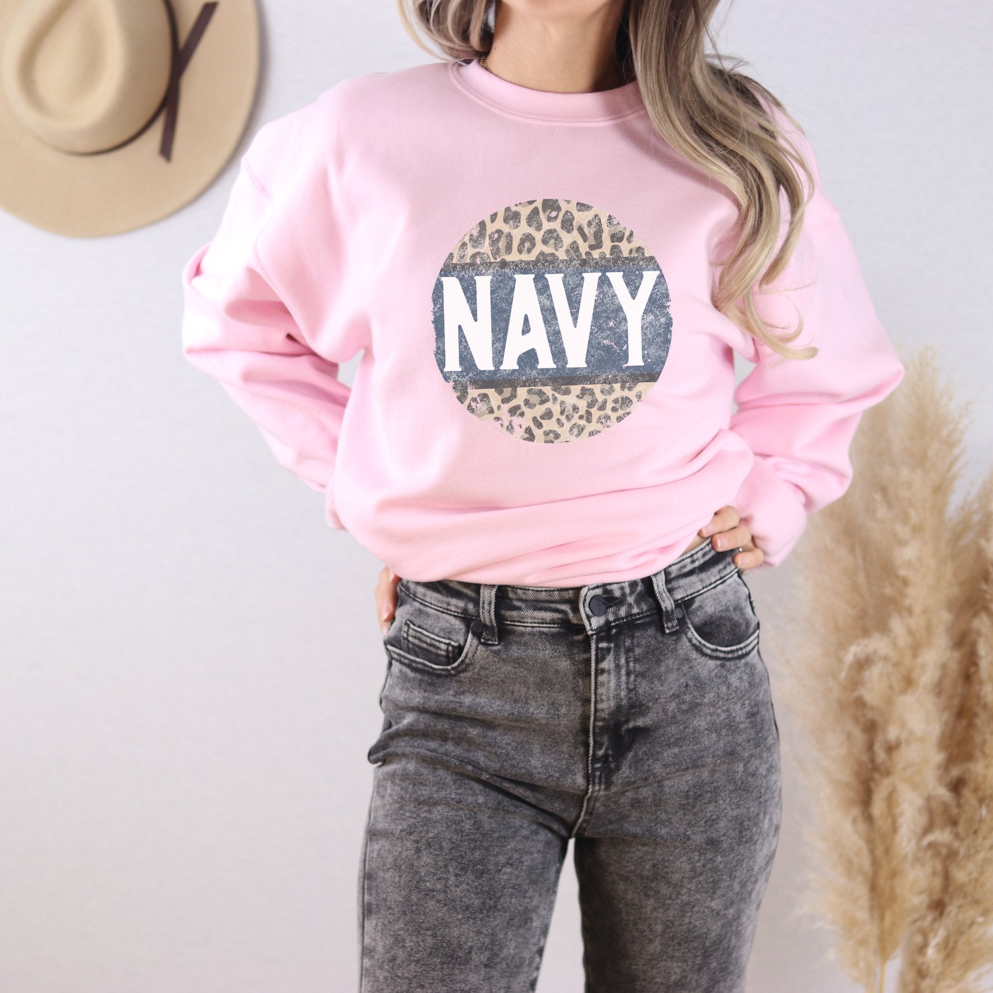 Navy Cheetah Crewneck Sweatshirt - Trendznmore