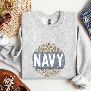 Navy Cheetah Crewneck Sweatshirt - Trendznmore